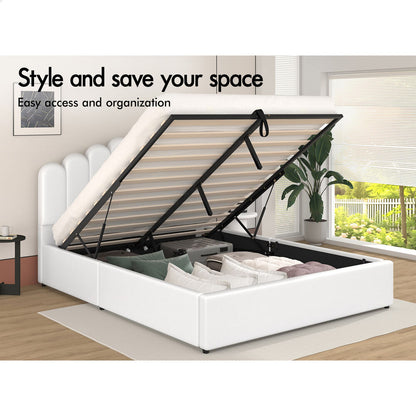 Roswell Faux Leather Gas Lift Bed White