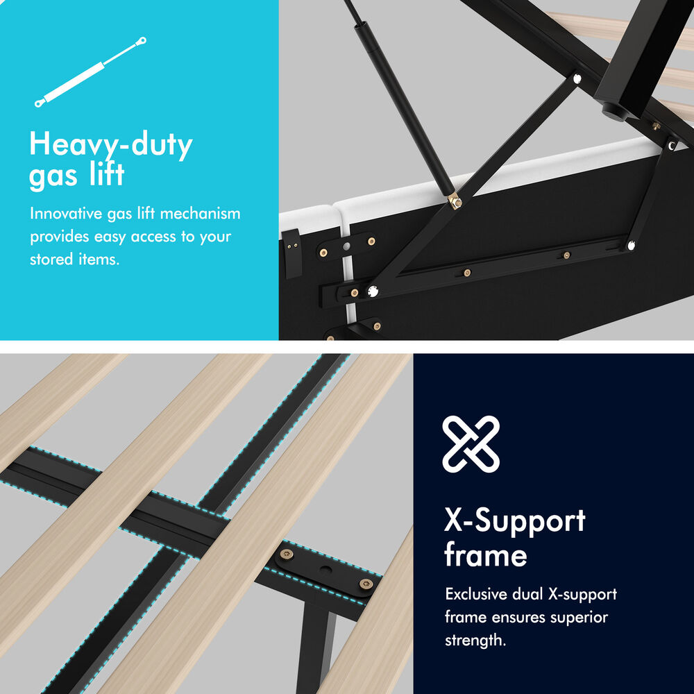 Roswell Faux Leather Gas Lift Bed White