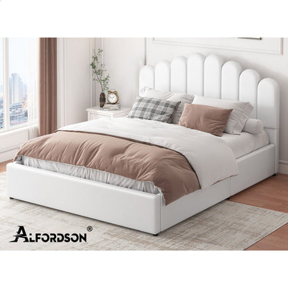 Roswell Faux Leather Gas Lift Bed White