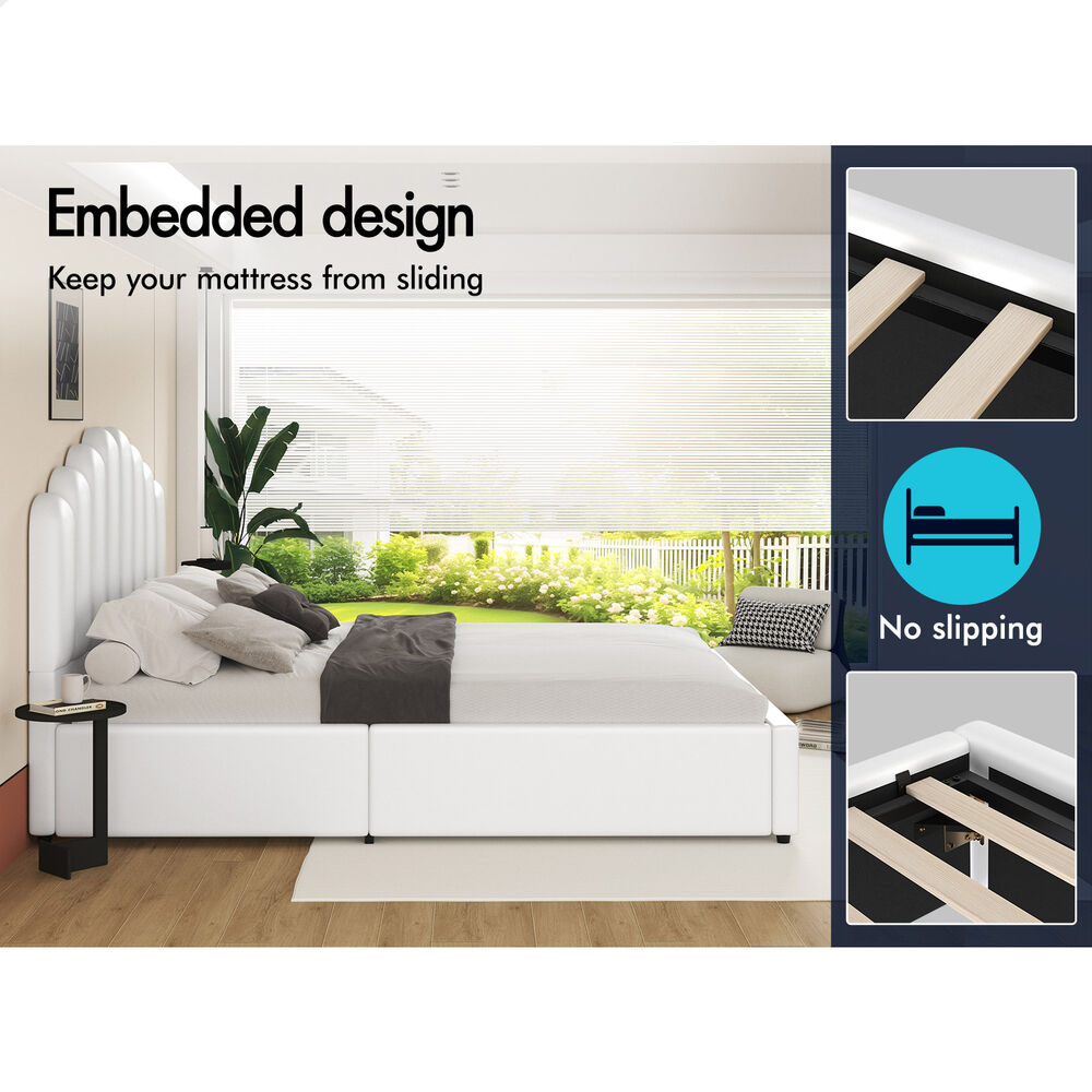 Roswell Faux Leather Gas Lift Bed White