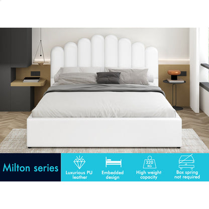 Roswell Faux Leather Gas Lift Bed White