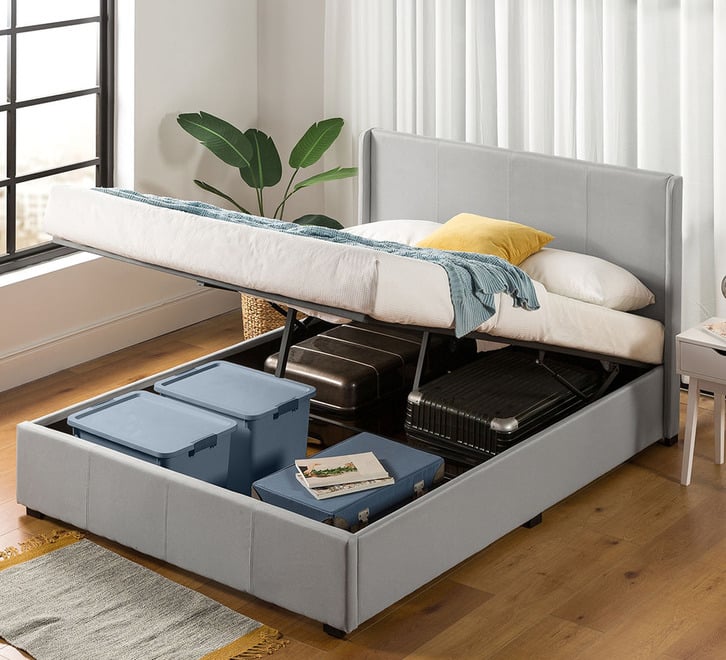 Maddon Gas Lift Bed Frame - Queen | Light Grey