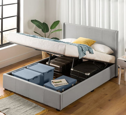 Maddon Gas Lift Bed Frame - Queen | Light Grey