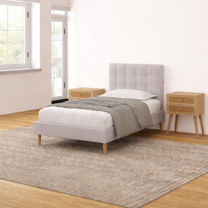 Mason Upholstered Single Bed Frame with USB