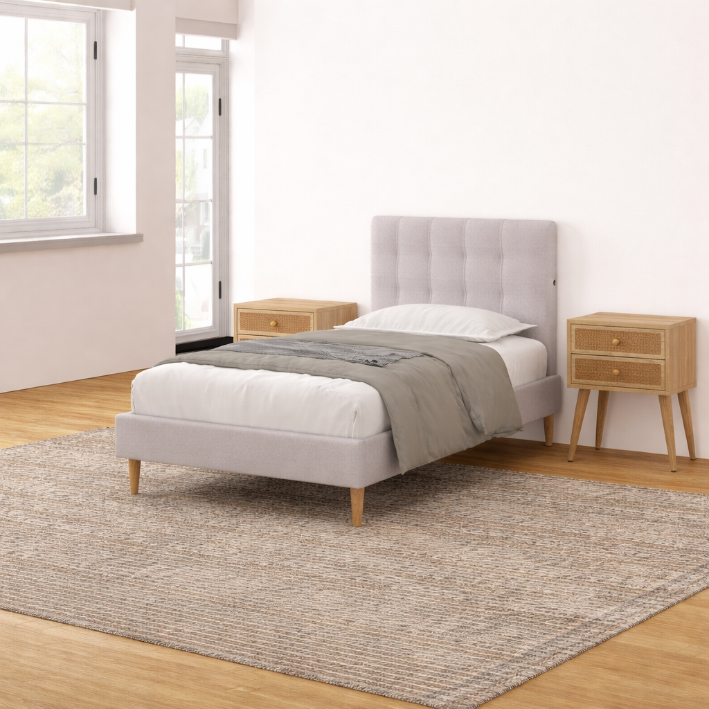 Mason Upholstered King Single Bed Frame With USB