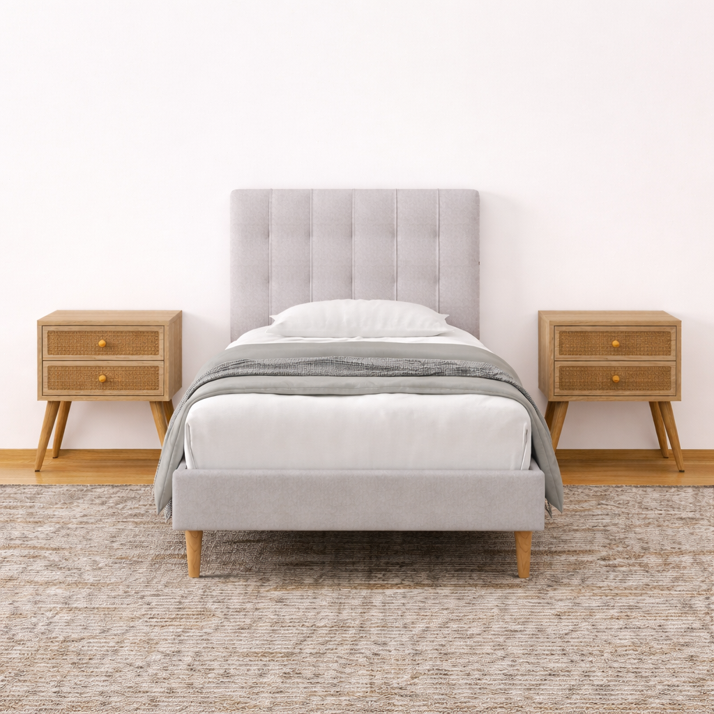 Mason Upholstered King Single Bed Frame With USB