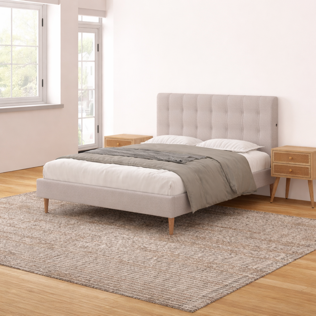 Mason Upholstered Queen Bed Frame With USB