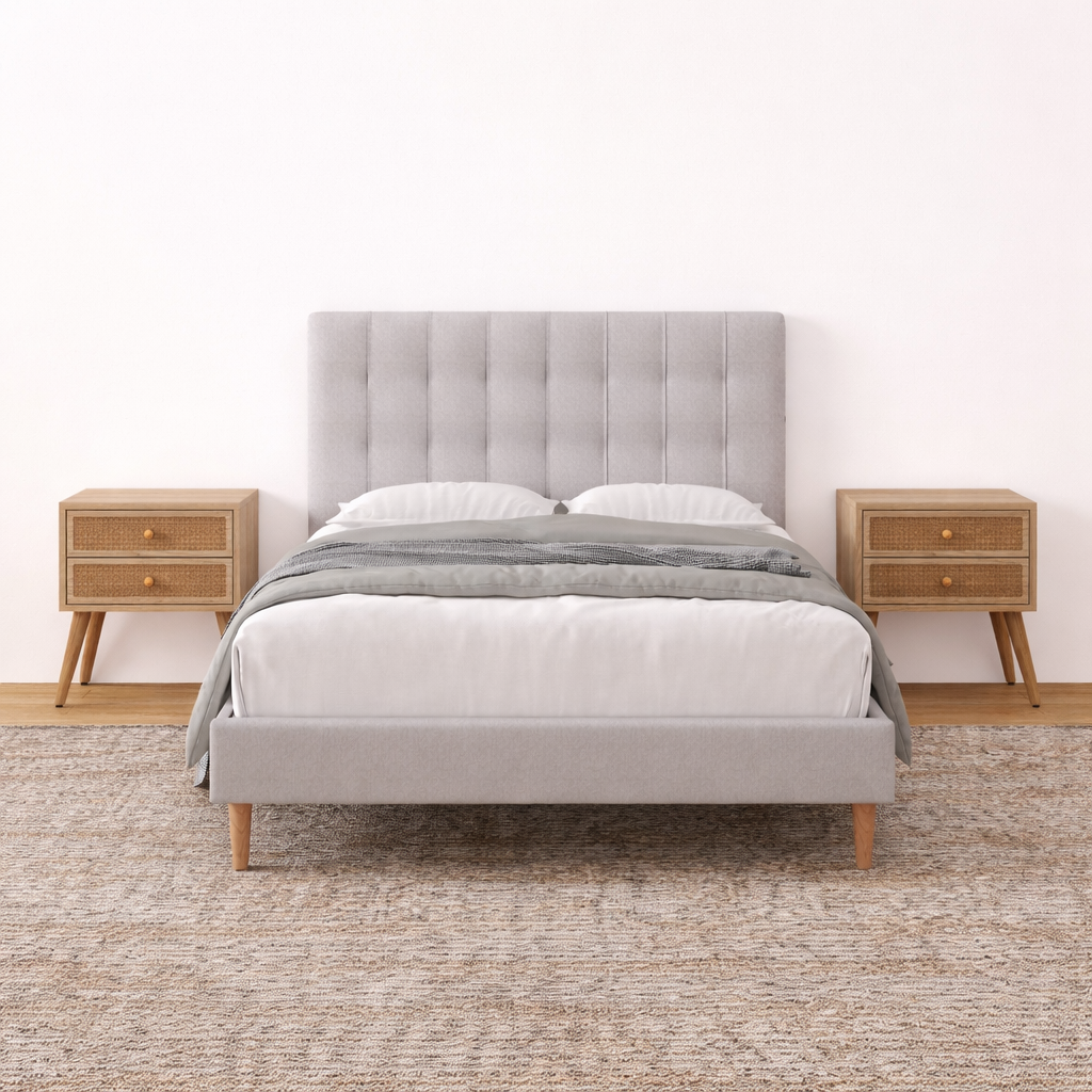 Mason Upholstered Double Bed Frame With USB