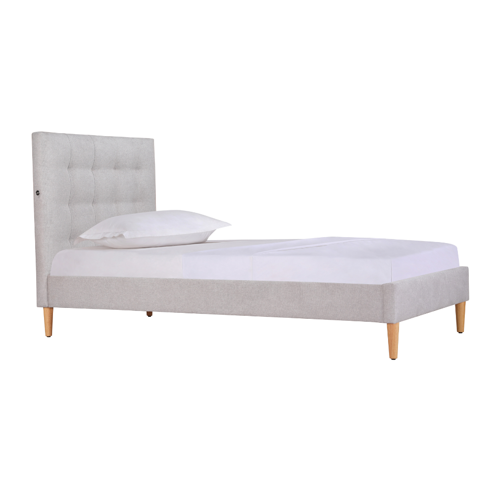 Mason Upholstered King Single Bed Frame With USB