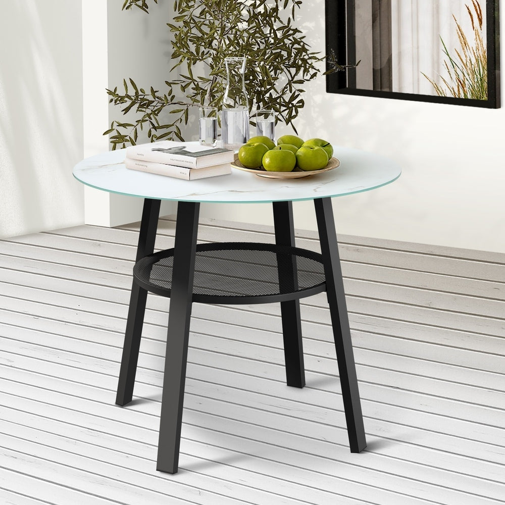 Amos Storage Shelf Dining Table Black
