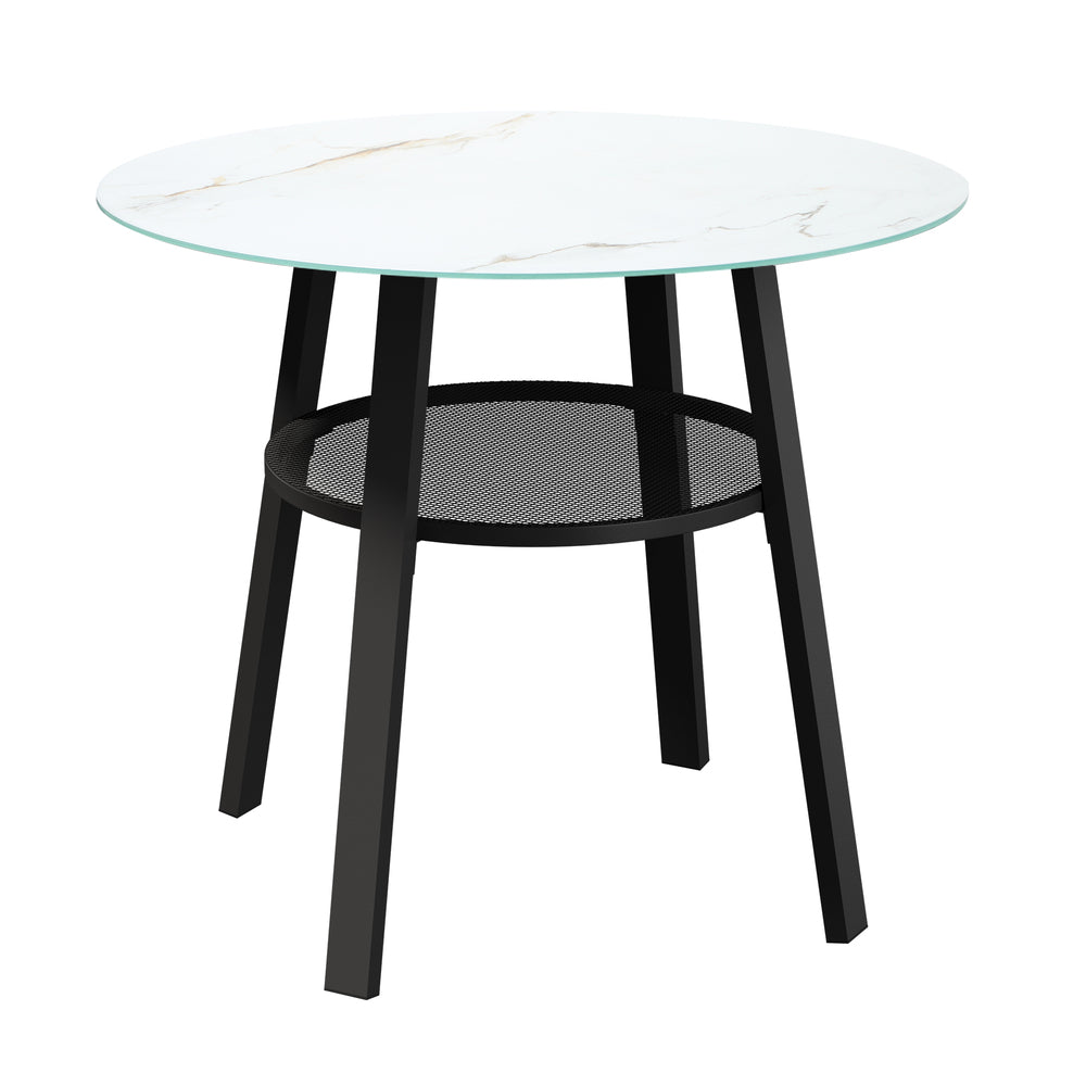 Amos Storage Shelf Dining Table Black