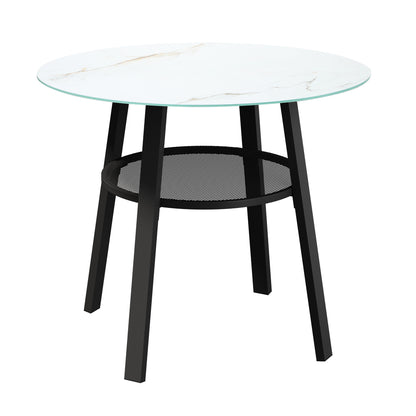 Amos Storage Shelf Dining Table Black