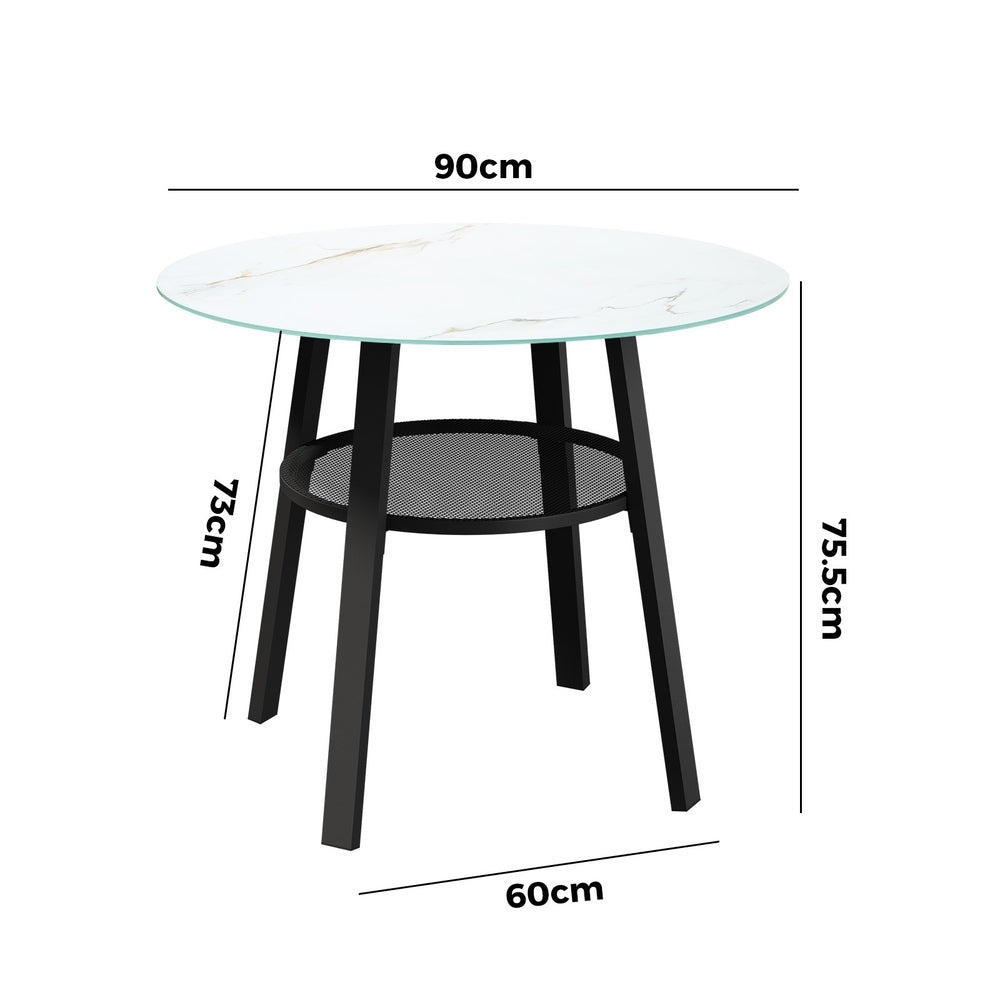 Amos Storage Shelf Dining Table Black