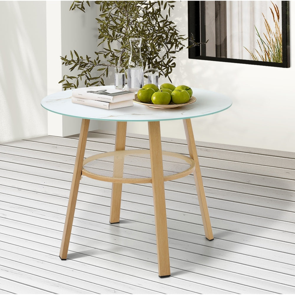 Amos Storage Shelf Dining Table Brown