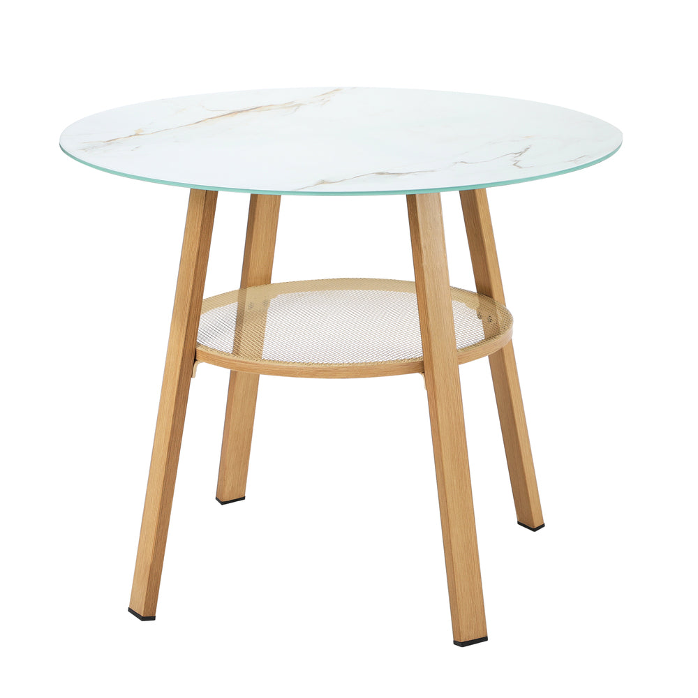 Amos Storage Shelf Dining Table Brown