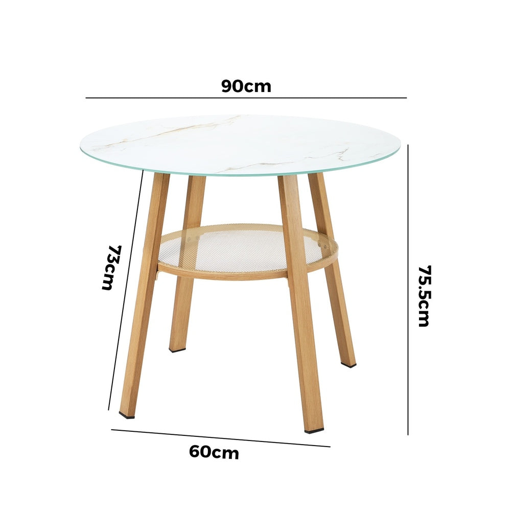 Amos Storage Shelf Dining Table Brown