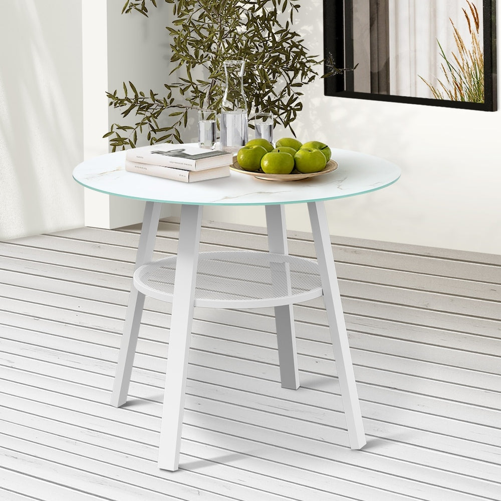 Amos Storage Shelf Dining Table White