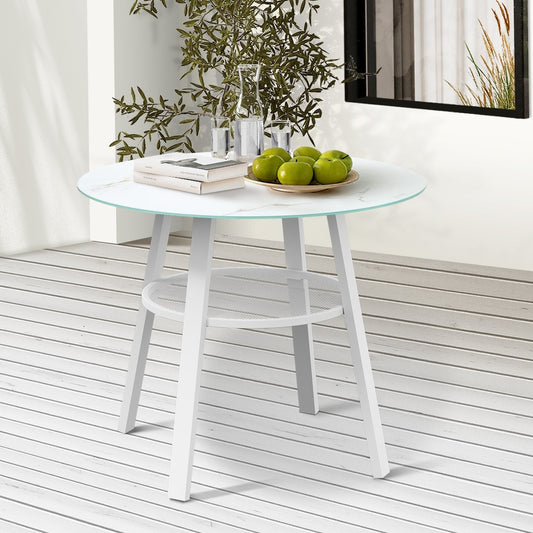Amos Storage Shelf Dining Table White