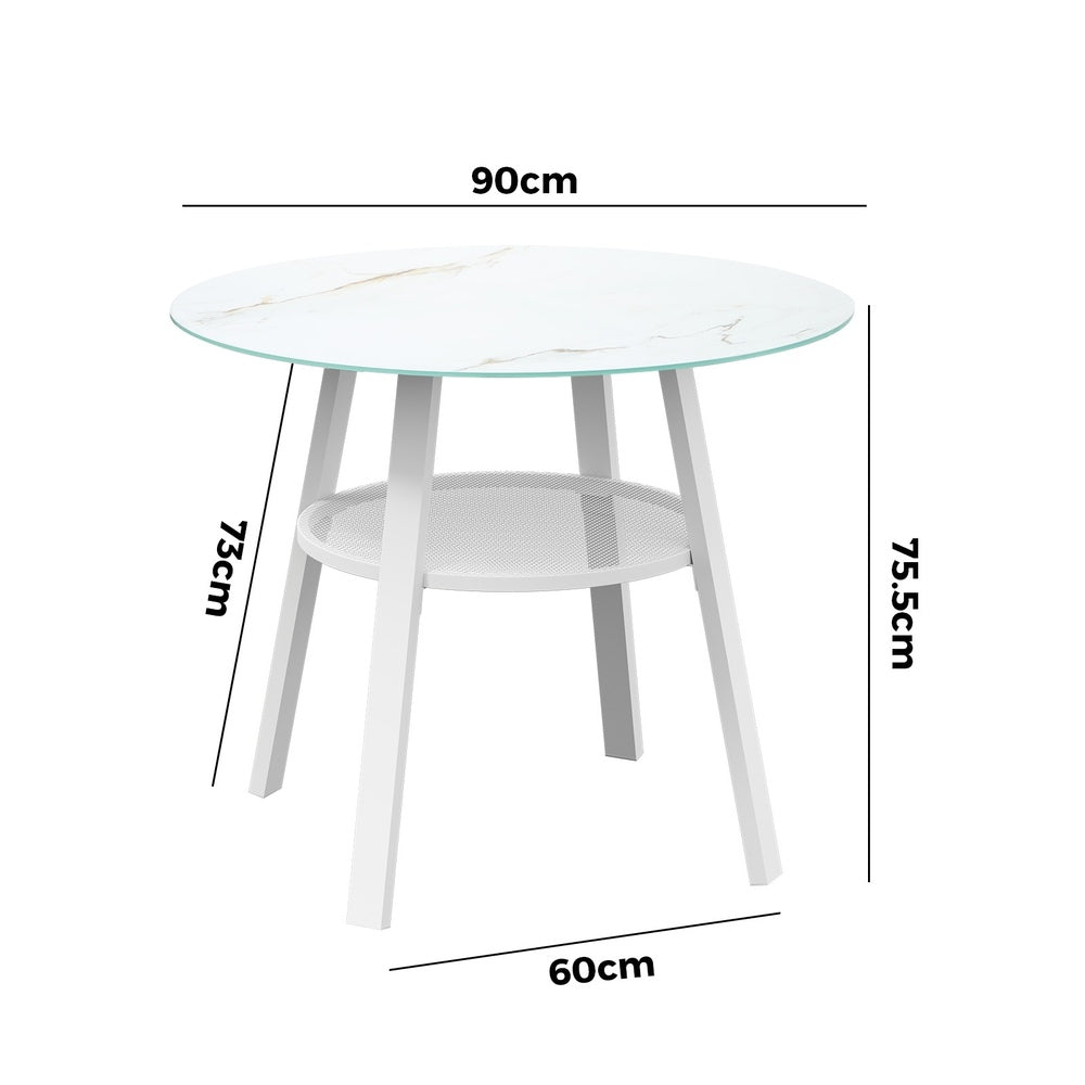 Amos Storage Shelf Dining Table White