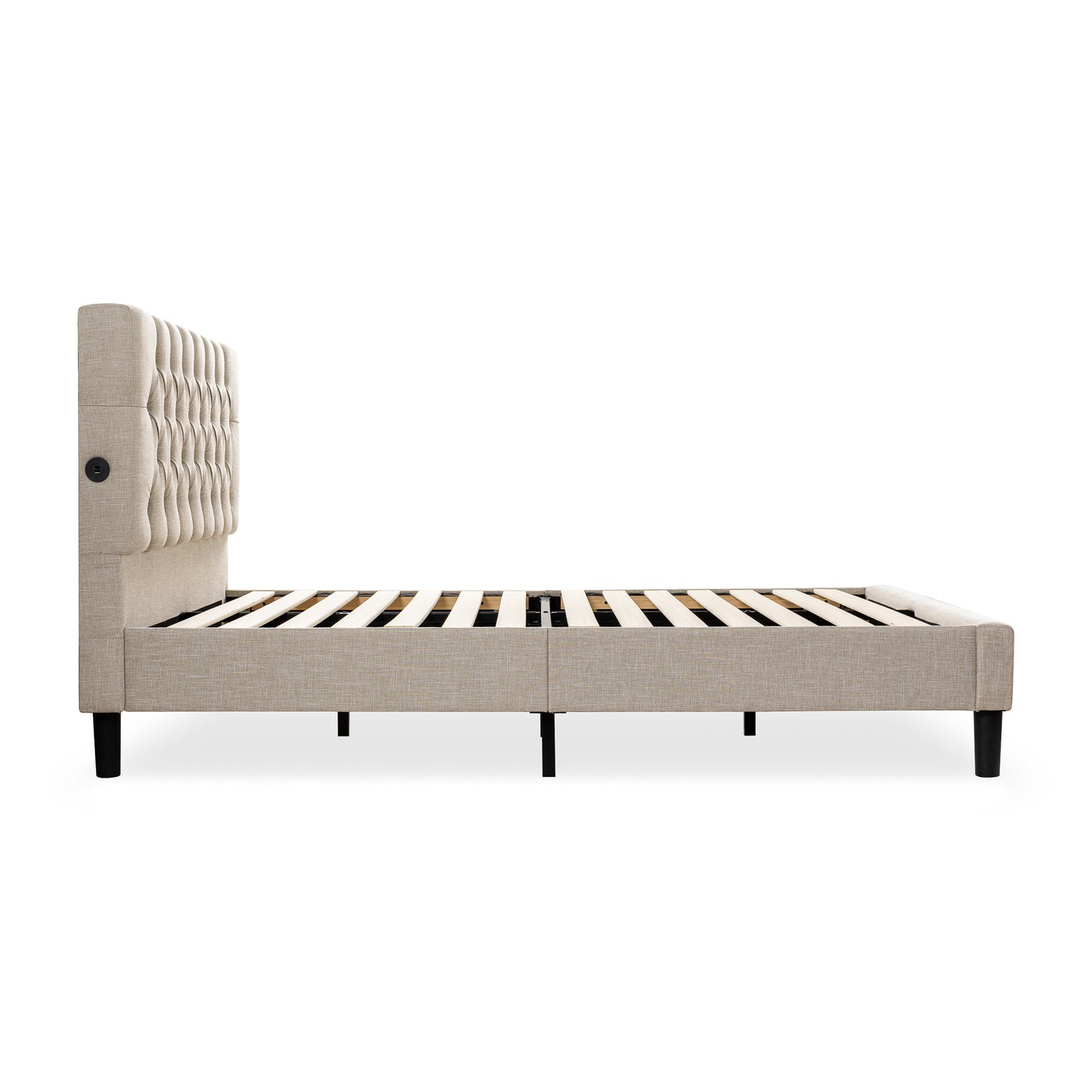 Essentials Tufted Double Bed Frame with USB