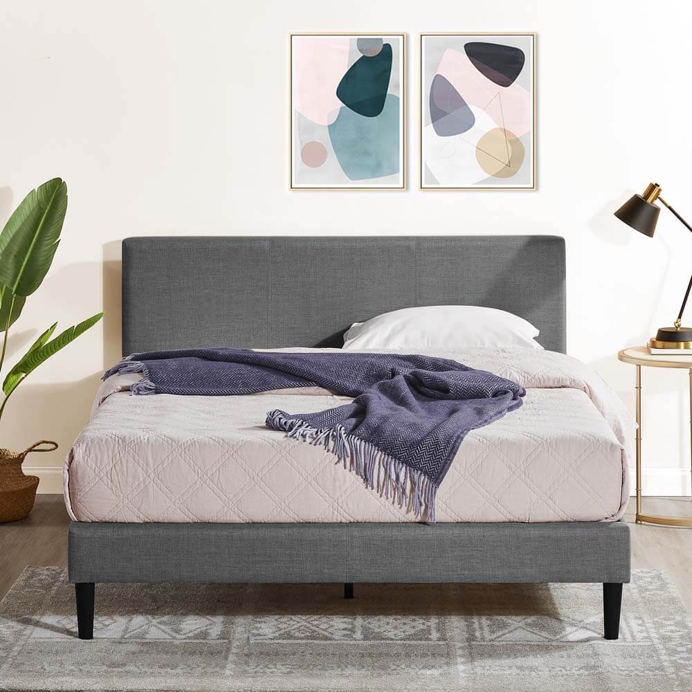 Olivia 30cm Upholstered King Bed Frame Dark Grey