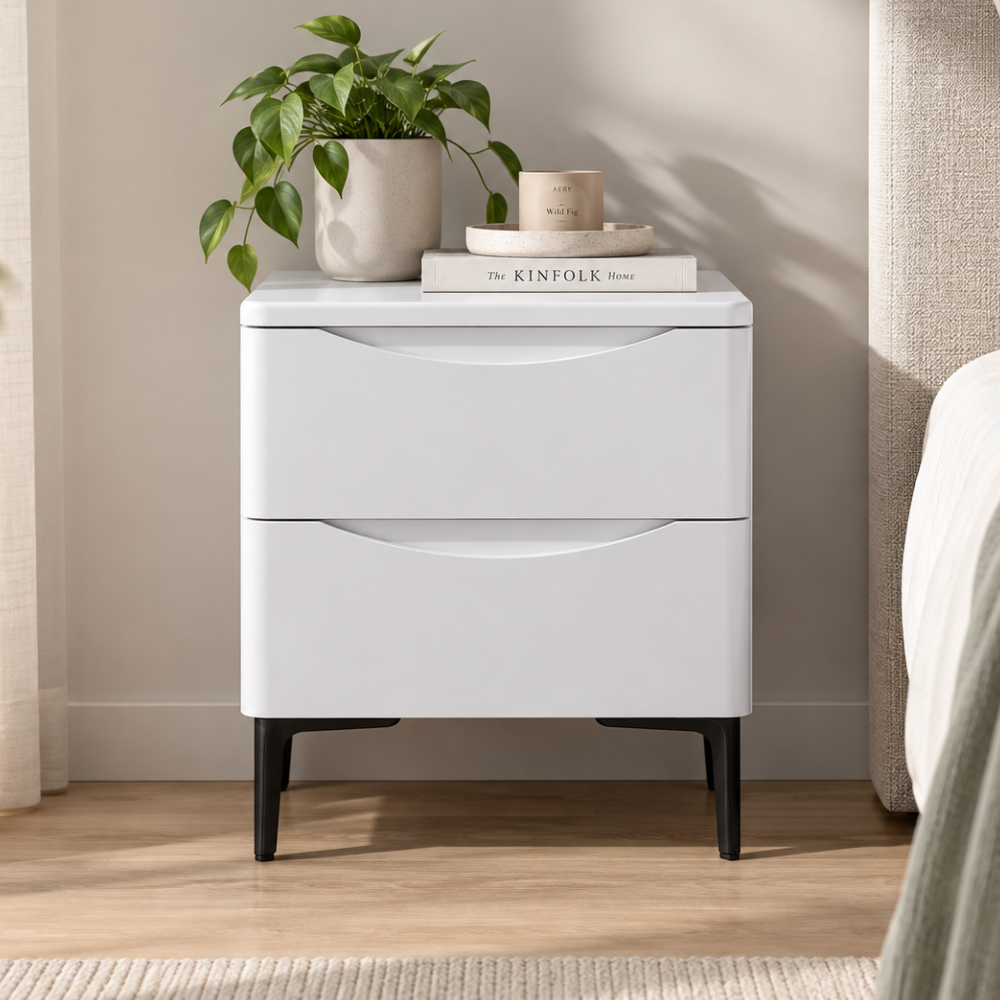 Patras Bedside 2 Drawer White