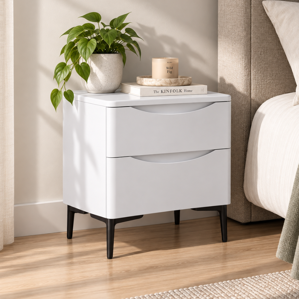 Patras Bedside 2 Drawer White