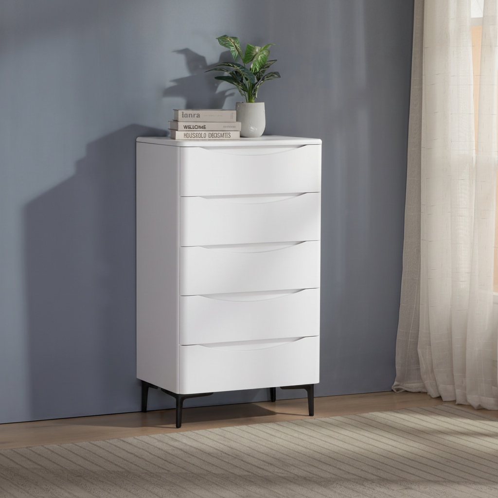 Patras Tallboy 5 Drawer White