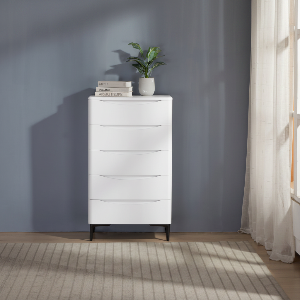 Patras Tallboy 5 Drawer White