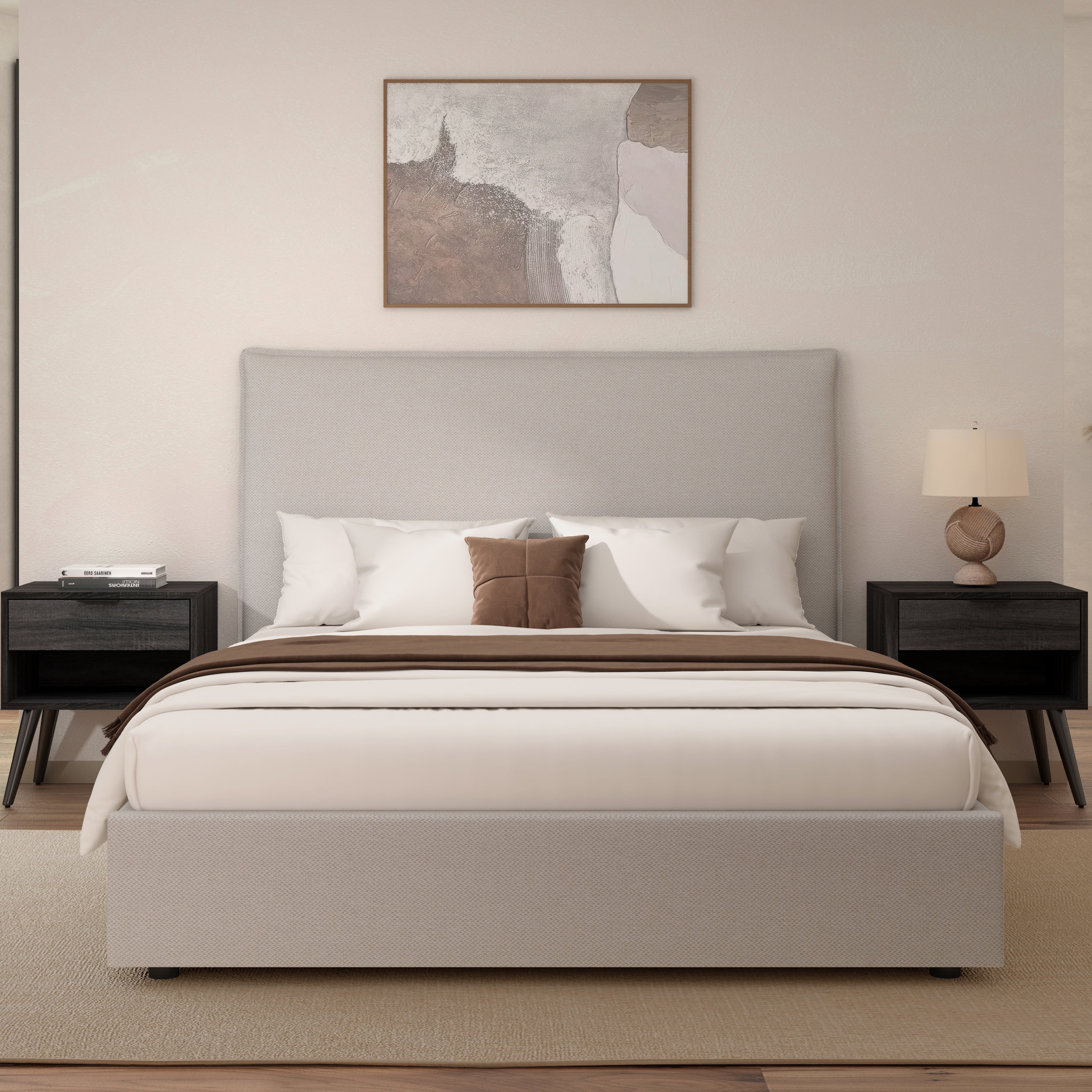 Edge Gas Lift Bed Frame Latte Queen