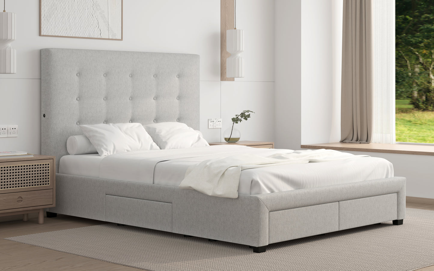 Torquay Storage Queen Bedframe Pewter