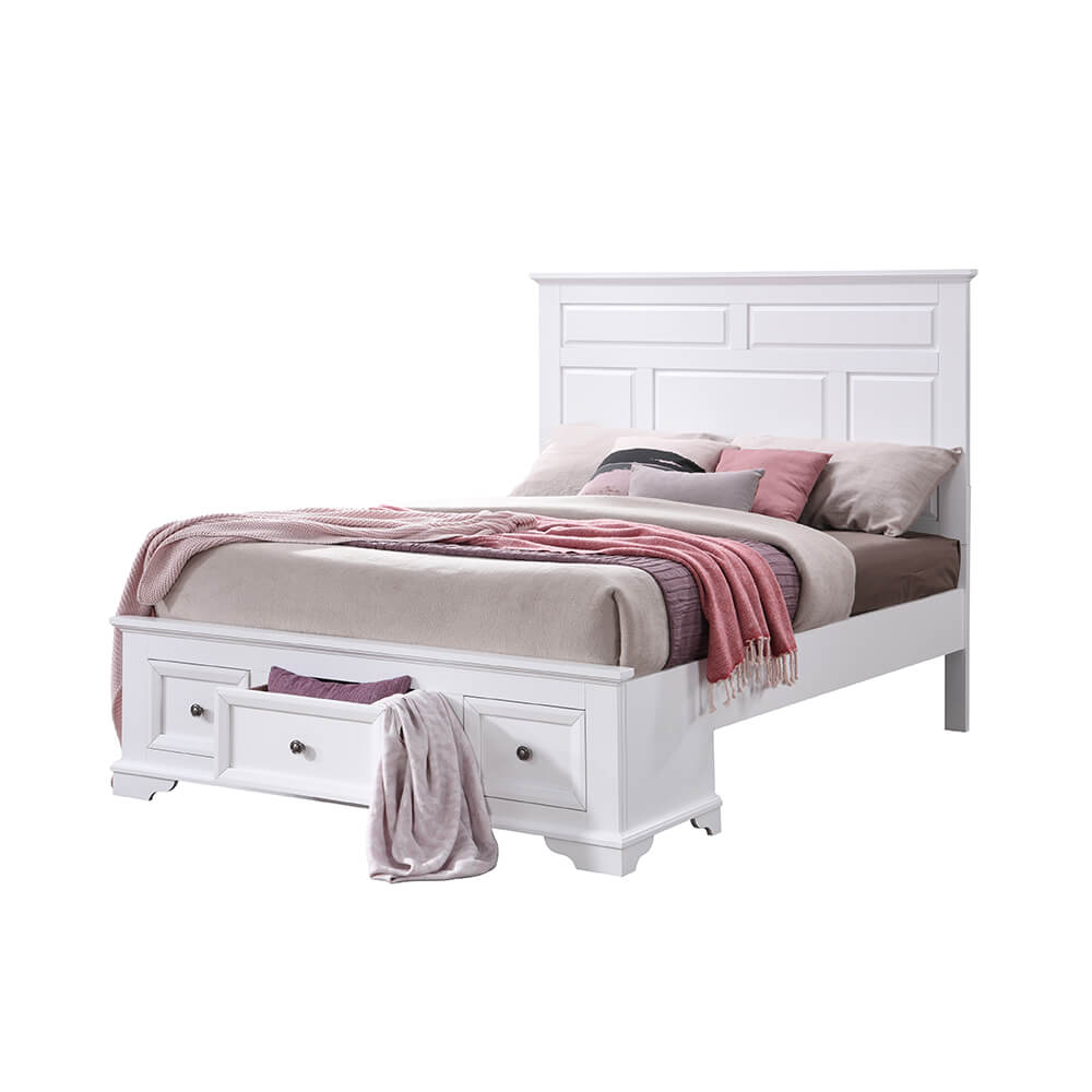 Quinn 3 Drawer Bed Frame King White