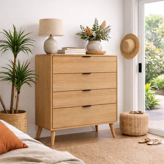 Rio Tallboy 4 Drawer Oak