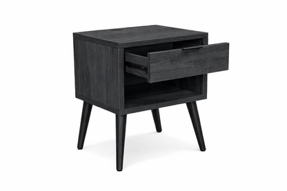 Rio 1 Drawer Bedside Table Charcoal