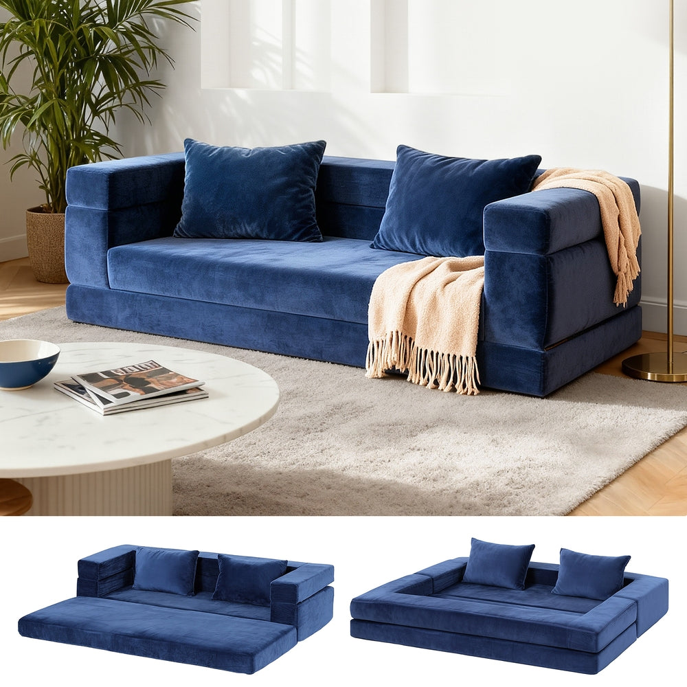 Serrano Double Sofa Bed Blue