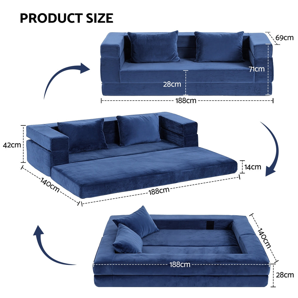 Serrano Double Sofa Bed Blue