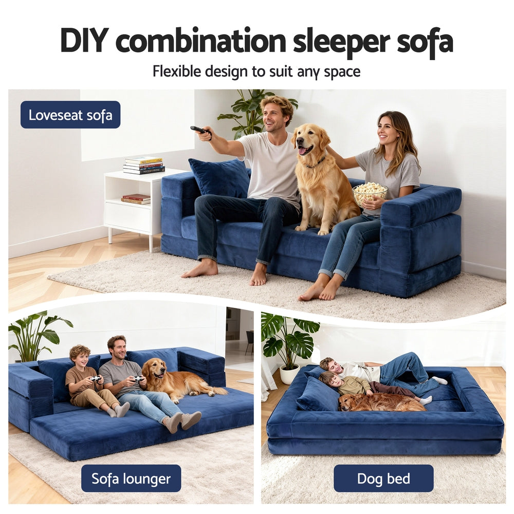 Serrano Double Sofa Bed Blue