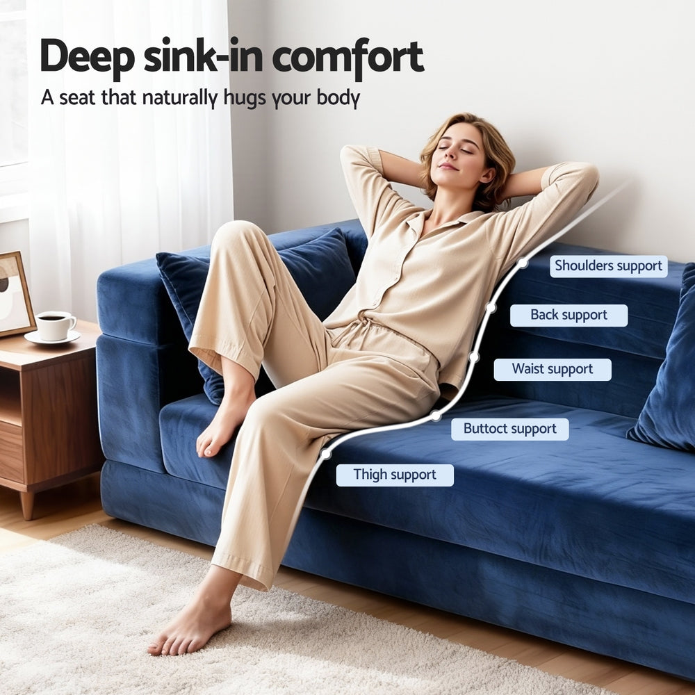 Serrano Double Sofa Bed Blue