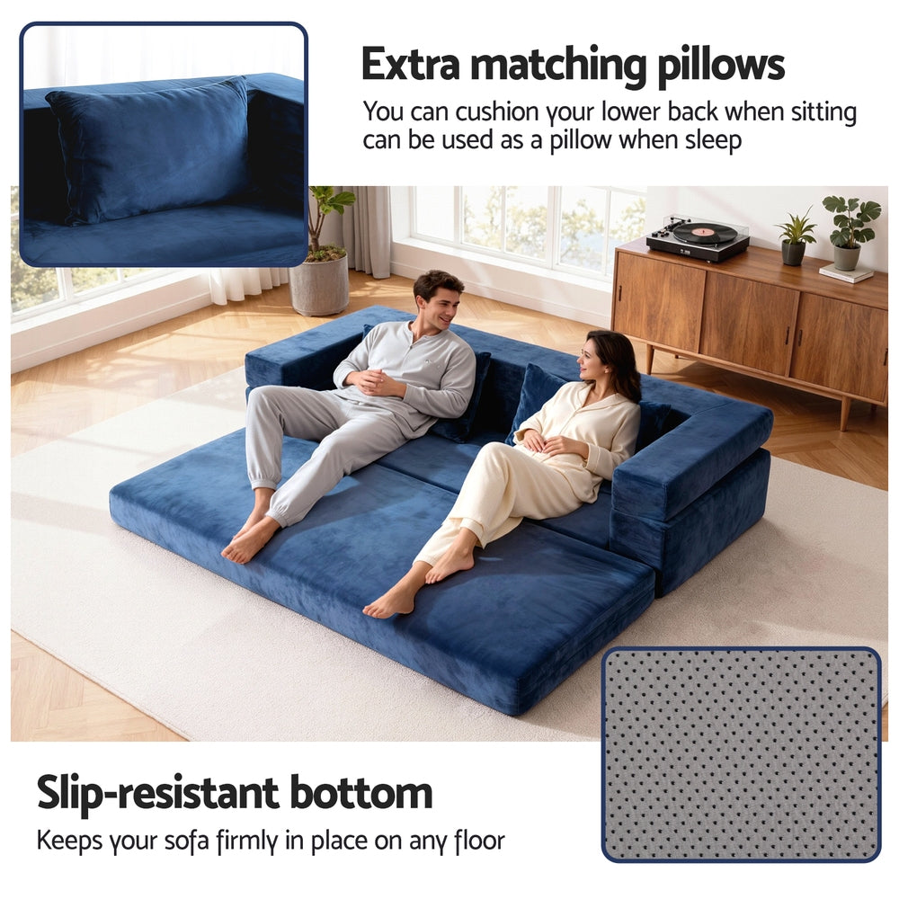 Serrano Double Sofa Bed Blue