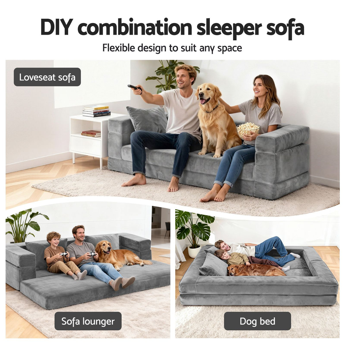 Serrano Double Sofa Bed Grey