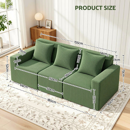 Virello 3-Seater Sofa Green