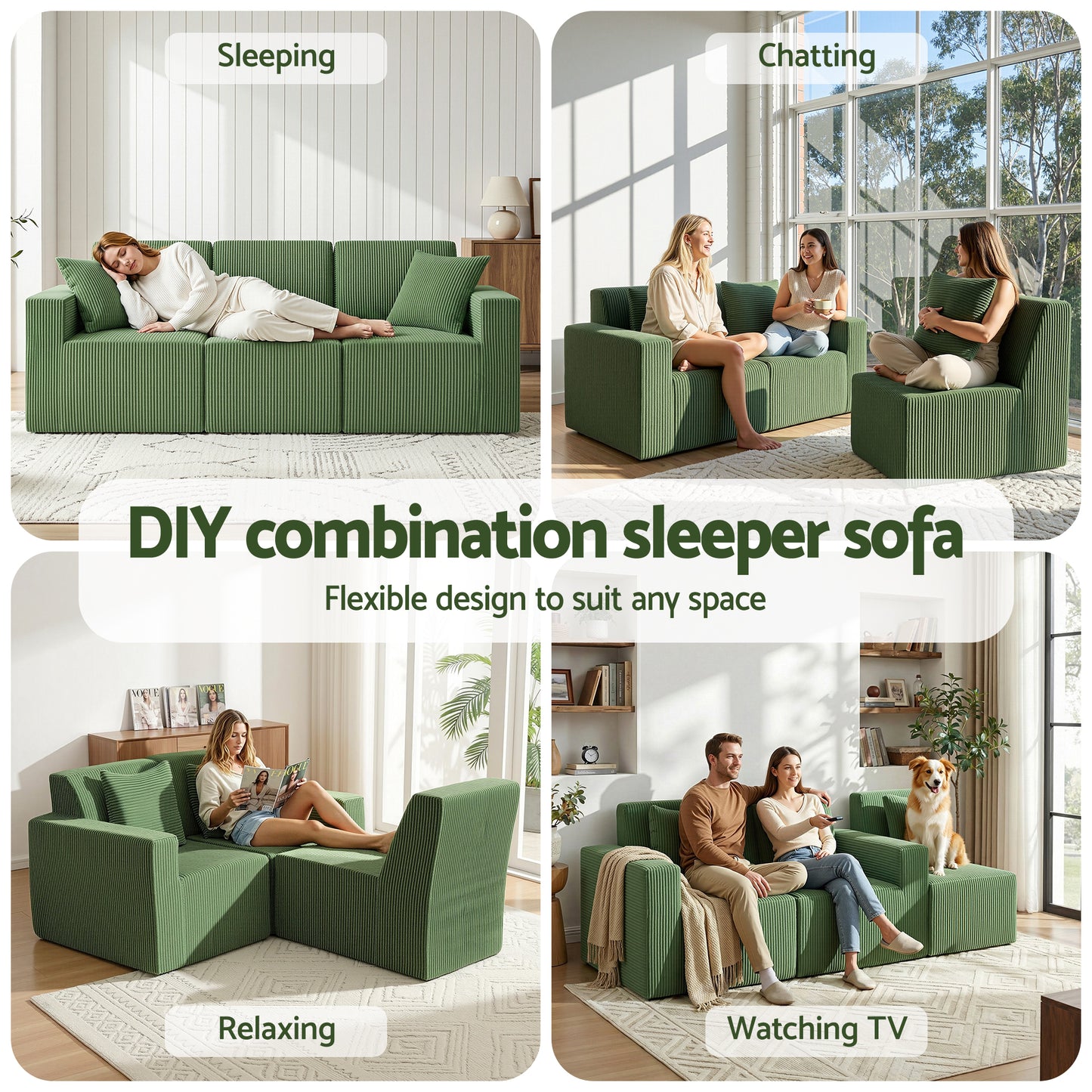 Virello 3-Seater Sofa Green