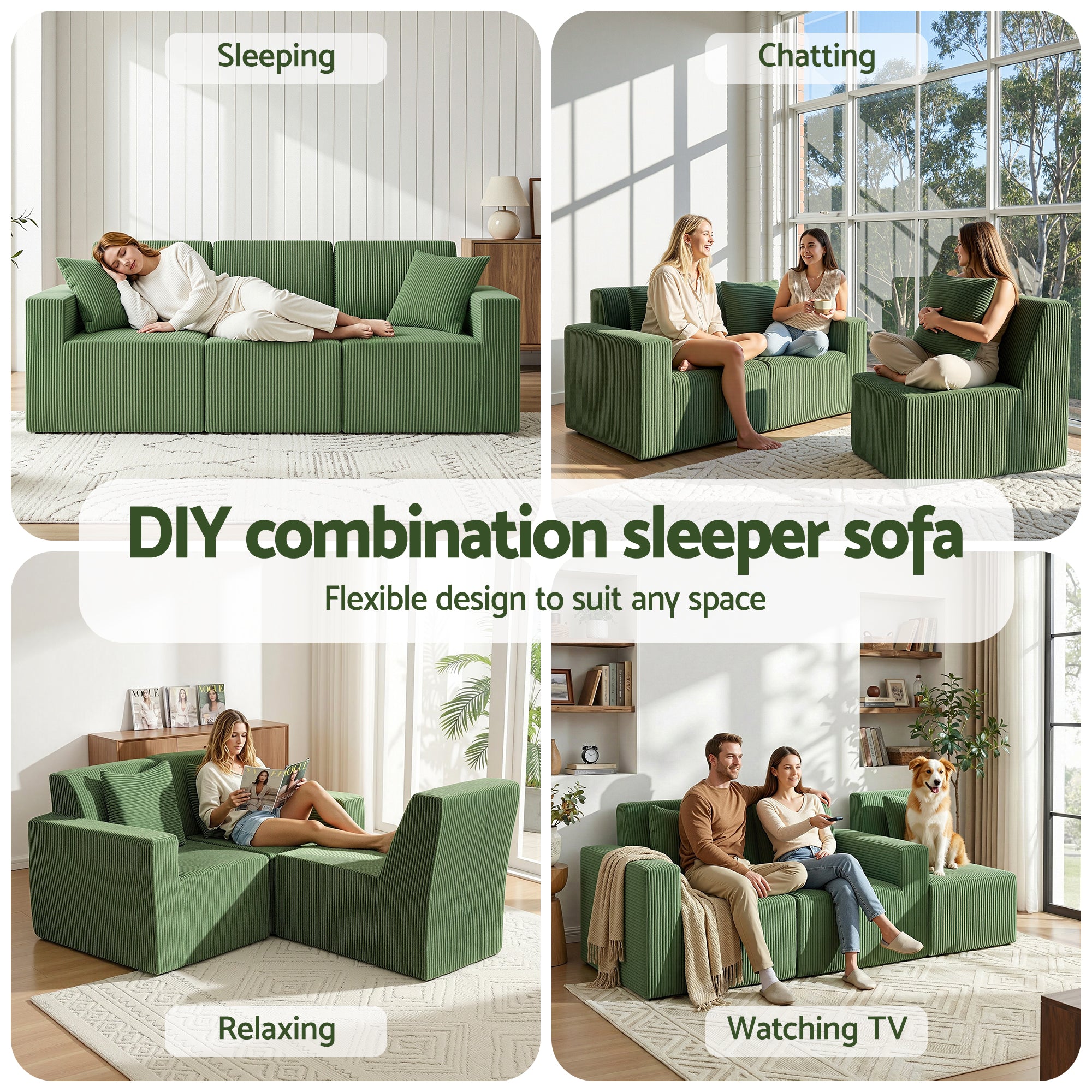Virello 3-Seater Sofa Green
