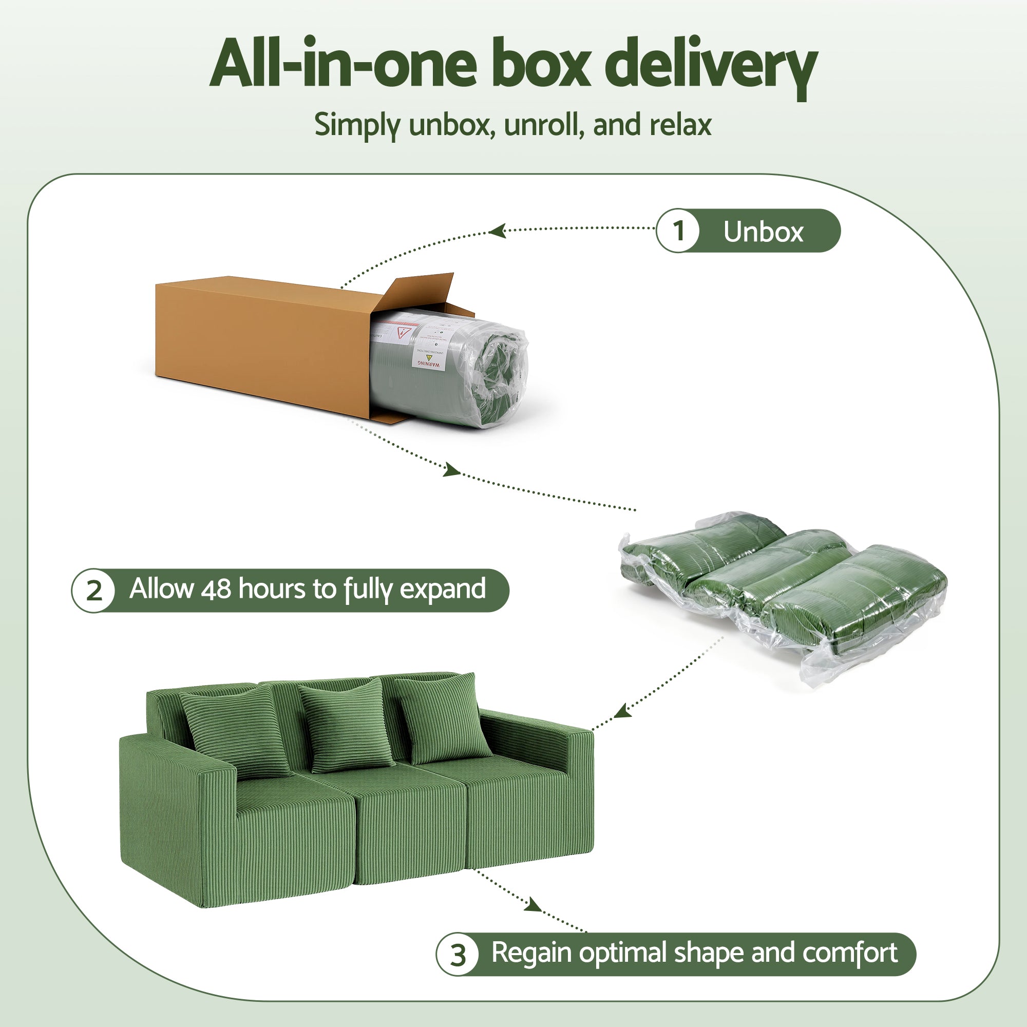 Virello 3-Seater Sofa Green
