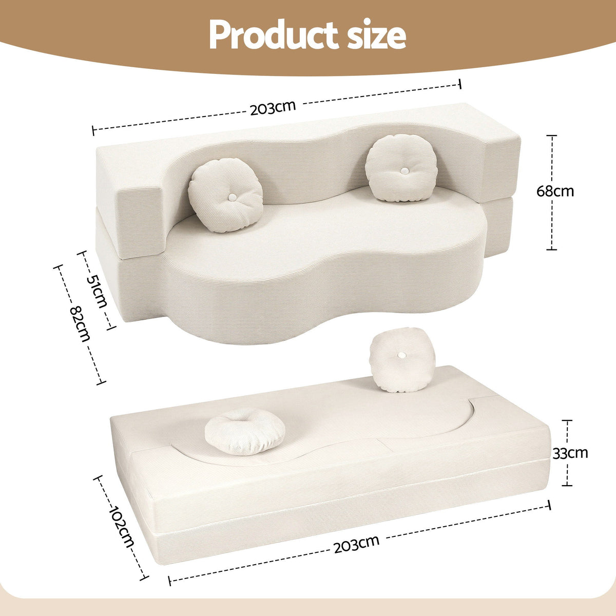 Auren 2-Seater Sofa Bed Beige