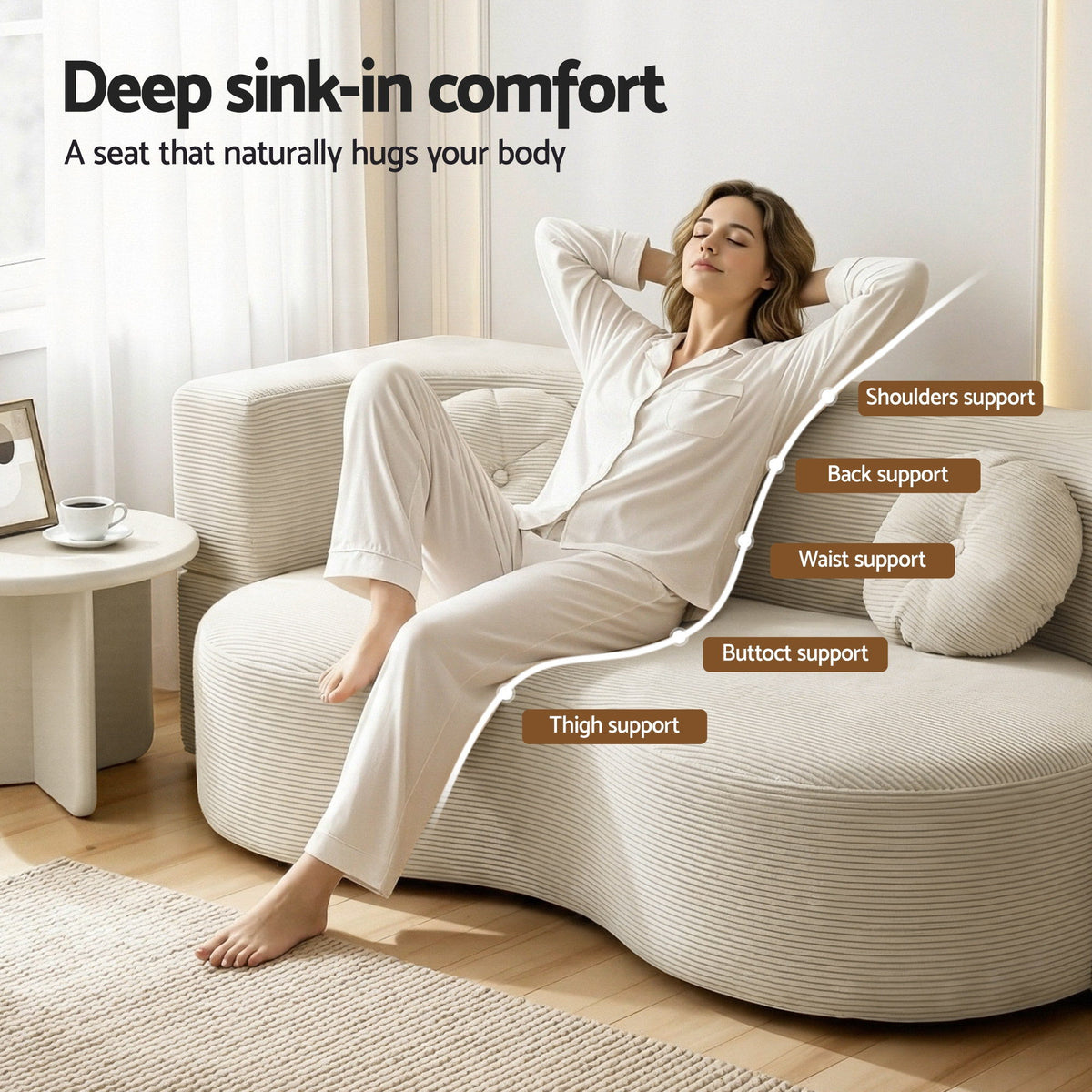 Auren 2-Seater Sofa Bed Beige