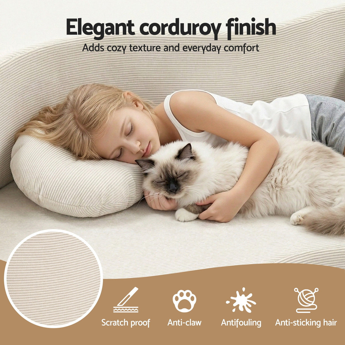 Auren 2-Seater Sofa Bed Beige