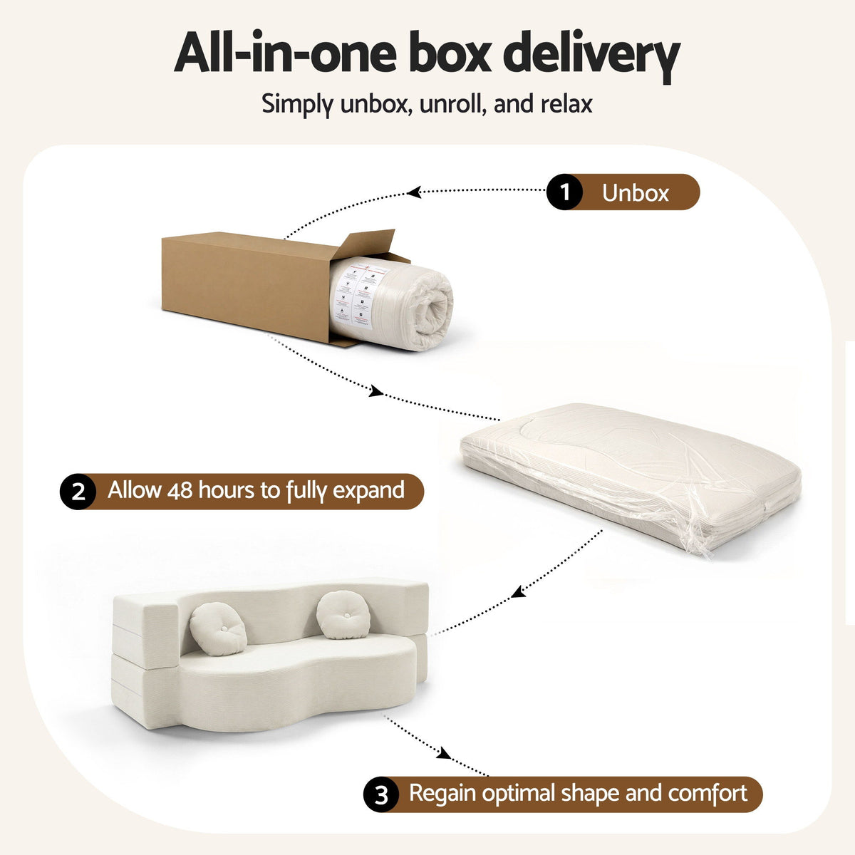 Auren 2-Seater Sofa Bed Beige