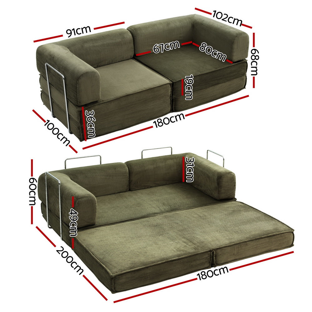 Calder 2-Seater Sofa Bed Green