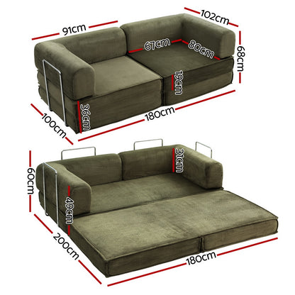 Calder 2-Seater Sofa Bed Green